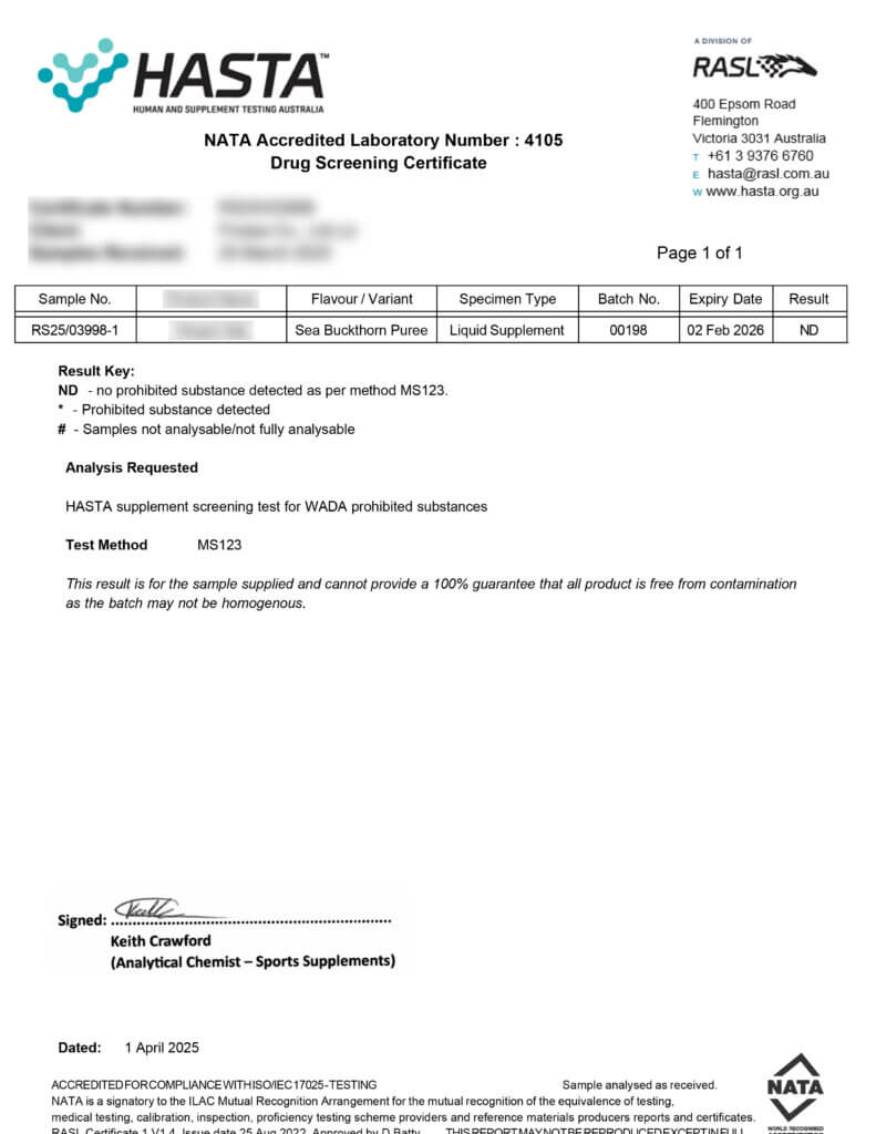 アンチドーピング検査結果